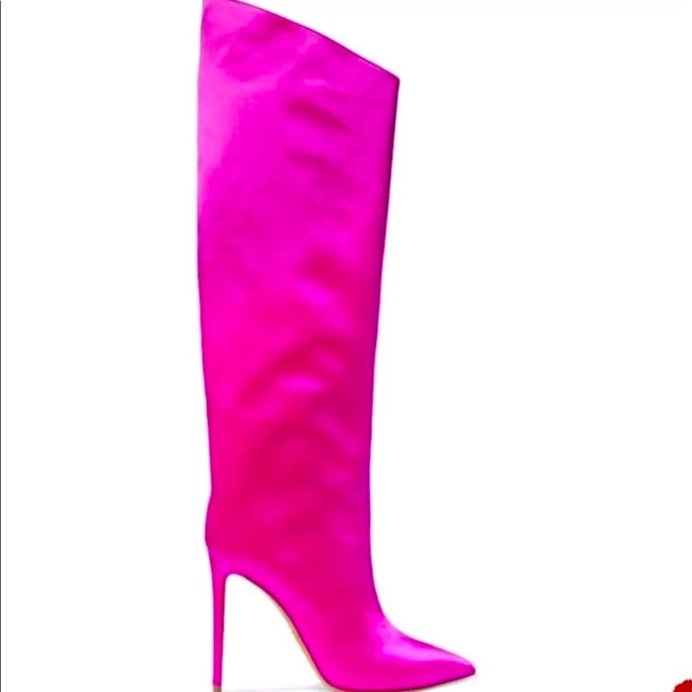 Satin knee high boots